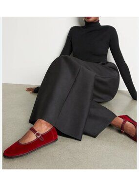 ViBi Venezia Red Velvet Mary Jane Flats Women IT 39 US 8.5 Made in Italy Cotton